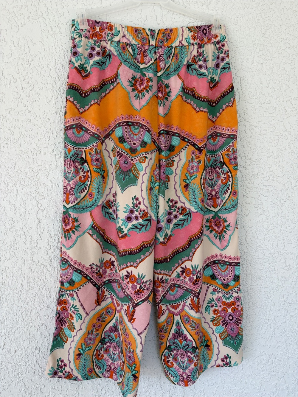 Eliane Rose boho Wide-Leg Pants — Pink, Orange, Teal size L - Picture 6 of 9